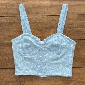 Baby blue lacey crop top
